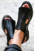 Sandali slingback cut-out essenziali Nero con frange