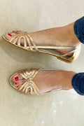 Sandali cut-out peep toe lucidi metallizzati