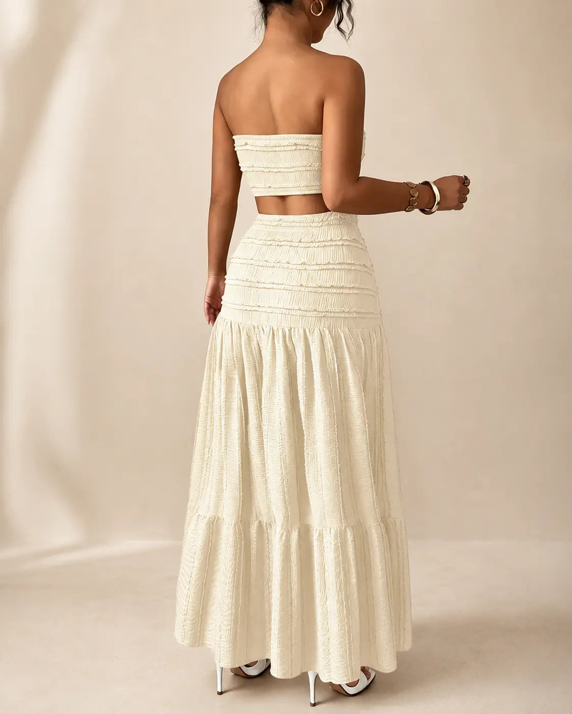 Aria | Set gonna maxi con smocking