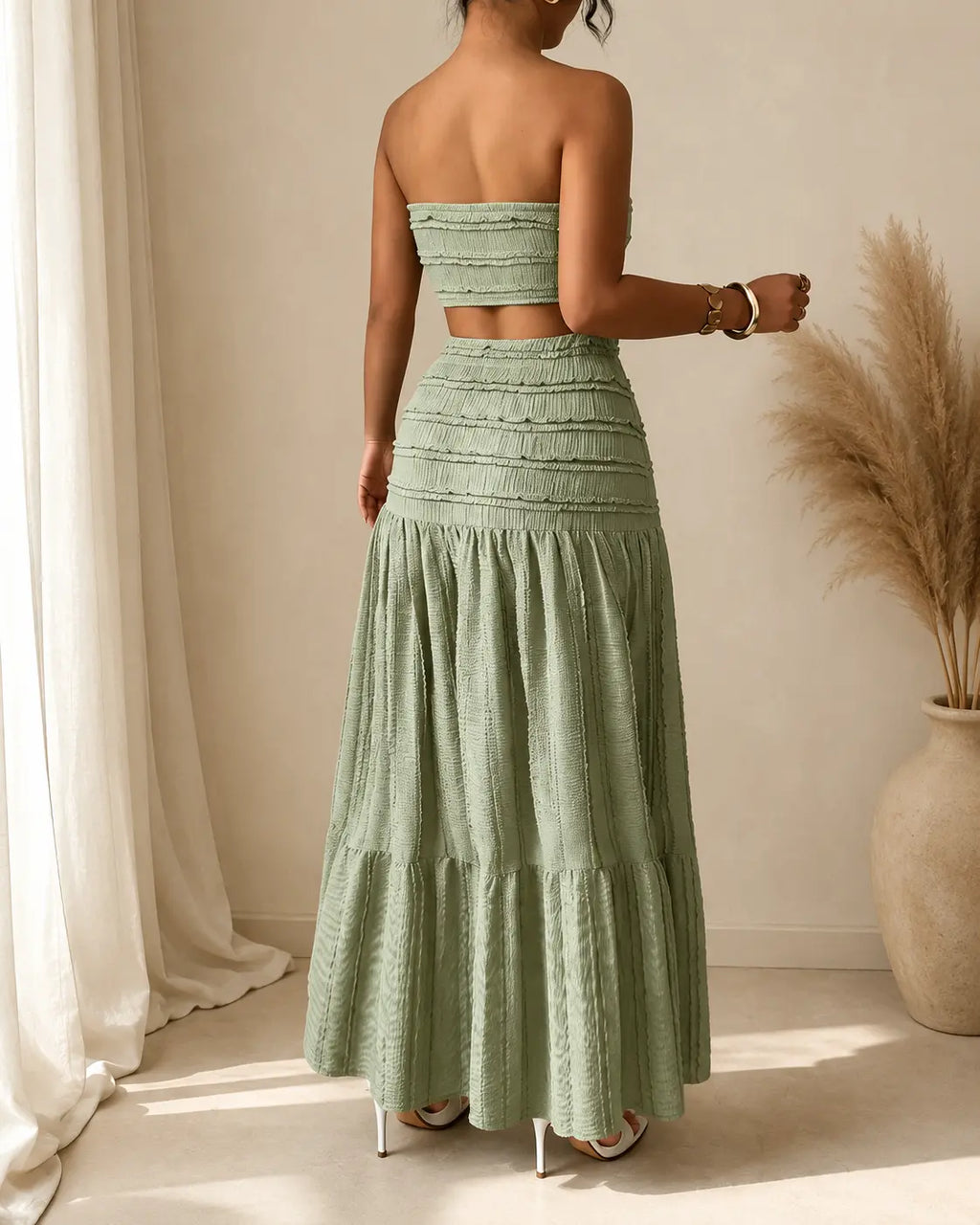 Aria | Set gonna maxi con smocking