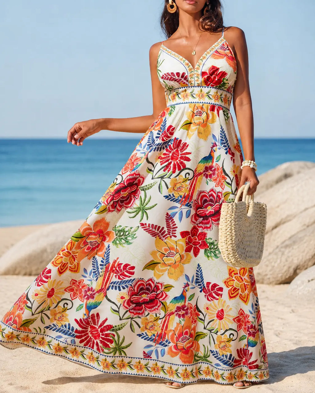 Marbella | Abito lungo Tropical Bloom