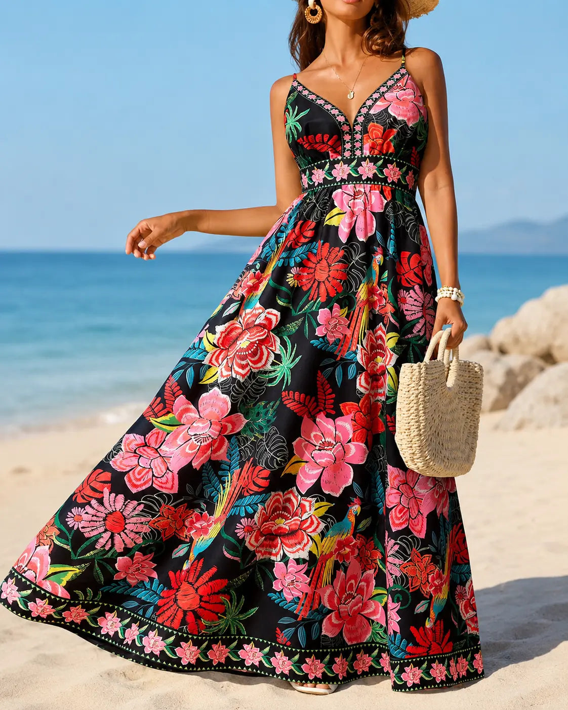 Marbella | Abito lungo Tropical Bloom