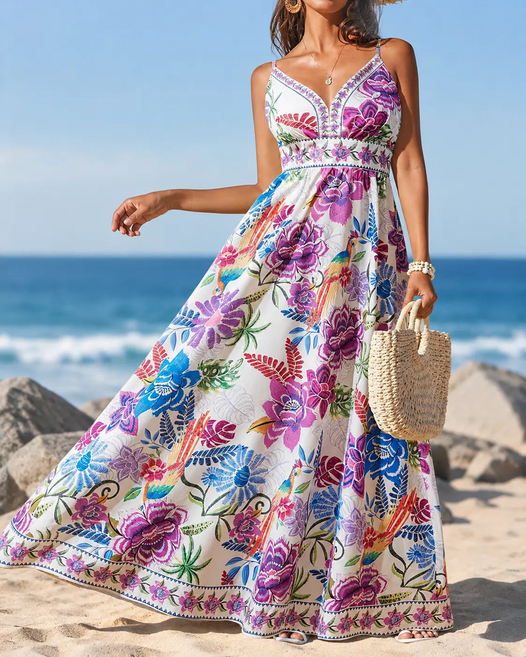 Marbella | Abito lungo Tropical Bloom