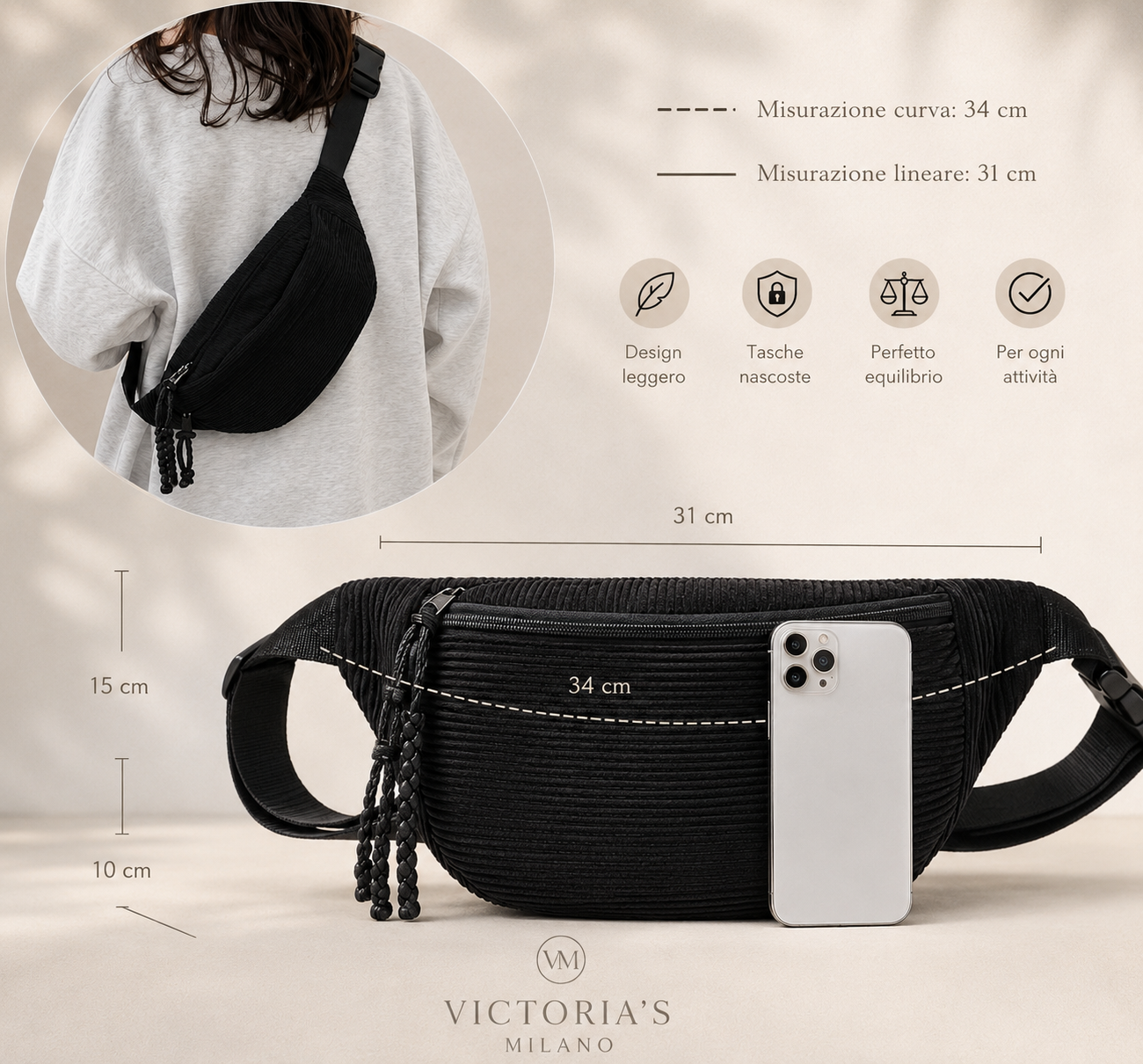 Petra | Borsa a Spalla Velluto a Coste