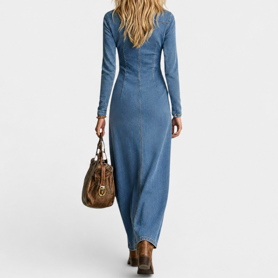 Abito lungo in denim elegante
