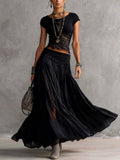 VANESSA | COMPLETO DARK BOHO CON CROP TOP E GONNA IN PIZZO